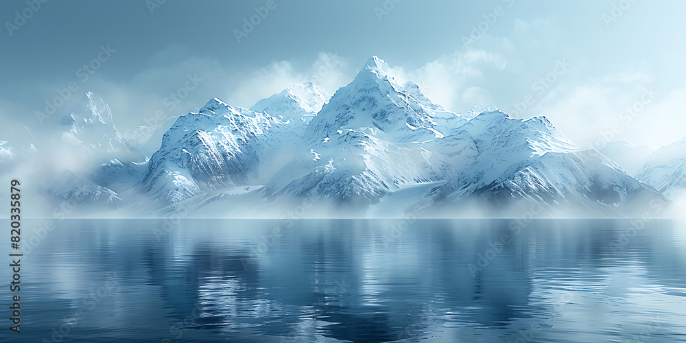 Snowy Mountain Peaks Over Calm Waters Snowy Mountain Peaks Over Calm Waters