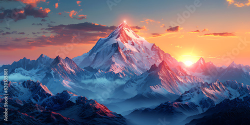Sunrise Over Majestic Snow-caped Mountains