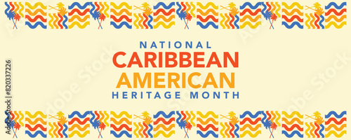 Caribbean American Heritage Month in June. Culture Month to the people of America. Celebrate annual with festival. Happy holiday. Poster, card, banner and background. Vector illustration