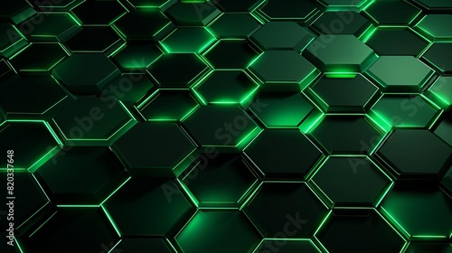 Wallpaper Mural Digital hexagonal patterns with green highlights Torontodigital.ca