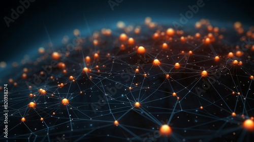 Digital network with glowing nodes photo