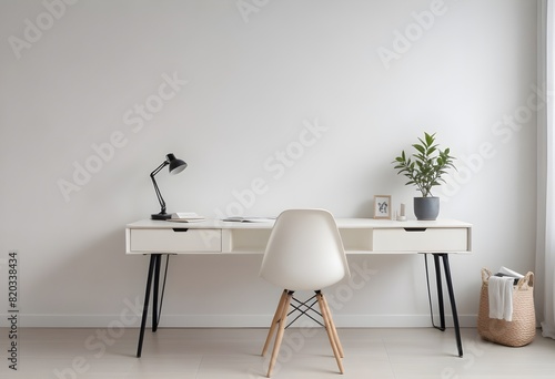 Minimal Scandinavian contemporary empty wooden table with sunlight. Simplistic Home office, Cafe, office and library