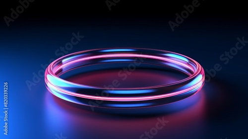 Floating neon ring on a dark background