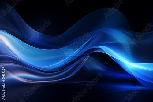 Flowing abstract blue light waves