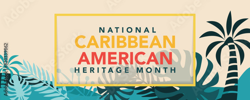 Caribbean American Heritage Month in June. Culture Month to the people of America. Celebrate annual with festival. Happy holiday. Poster, card, banner and background. Vector illustration