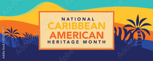 Caribbean American Heritage Month in June. Culture Month to the people of America. Celebrate annual with festival. Happy holiday. Poster, card, banner and background. Vector illustration