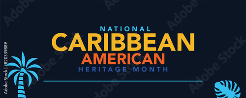 Caribbean American Heritage Month in June. Culture Month to the people of America. Celebrate annual with festival. Happy holiday. Poster, card, banner and background. Vector illustration