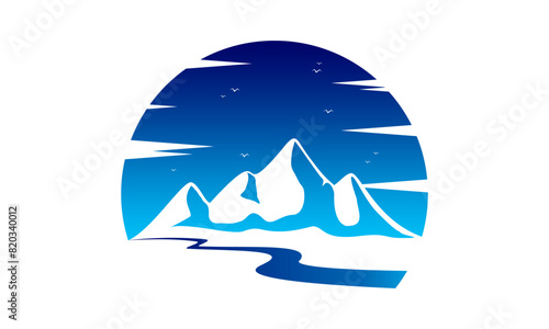Mountain with road and blue sky illustration design vector