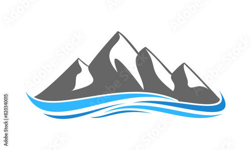 Mountain hills and wave illustration design vector