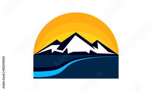 Mountain with small river illustration design vector
