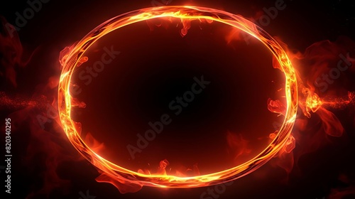 Glowing neon frame with fiery effects