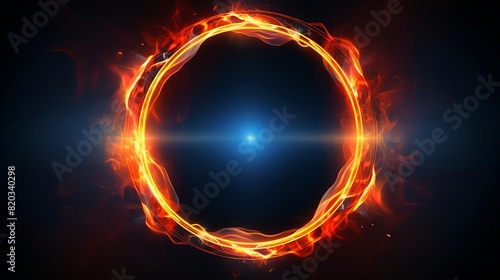 Glowing neon frame with fiery effects