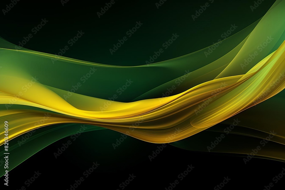 Fototapeta premium Green and yellow light waves in motion