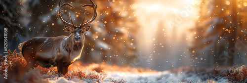 White Backdrop Reindeer Antlers - Winter Stock Photo for Designers