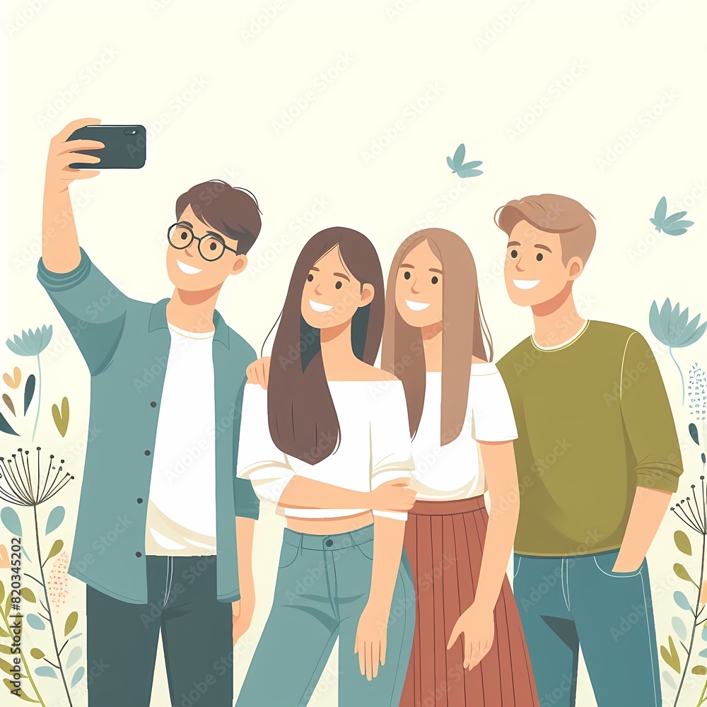 Celebrating Friendship: Illustration of Happy Friends Engaging in Various Activities on Friendship Day Celebrating Friendship: Illustration of Happy Friends Engaging in Various Activities on Friendship Day
