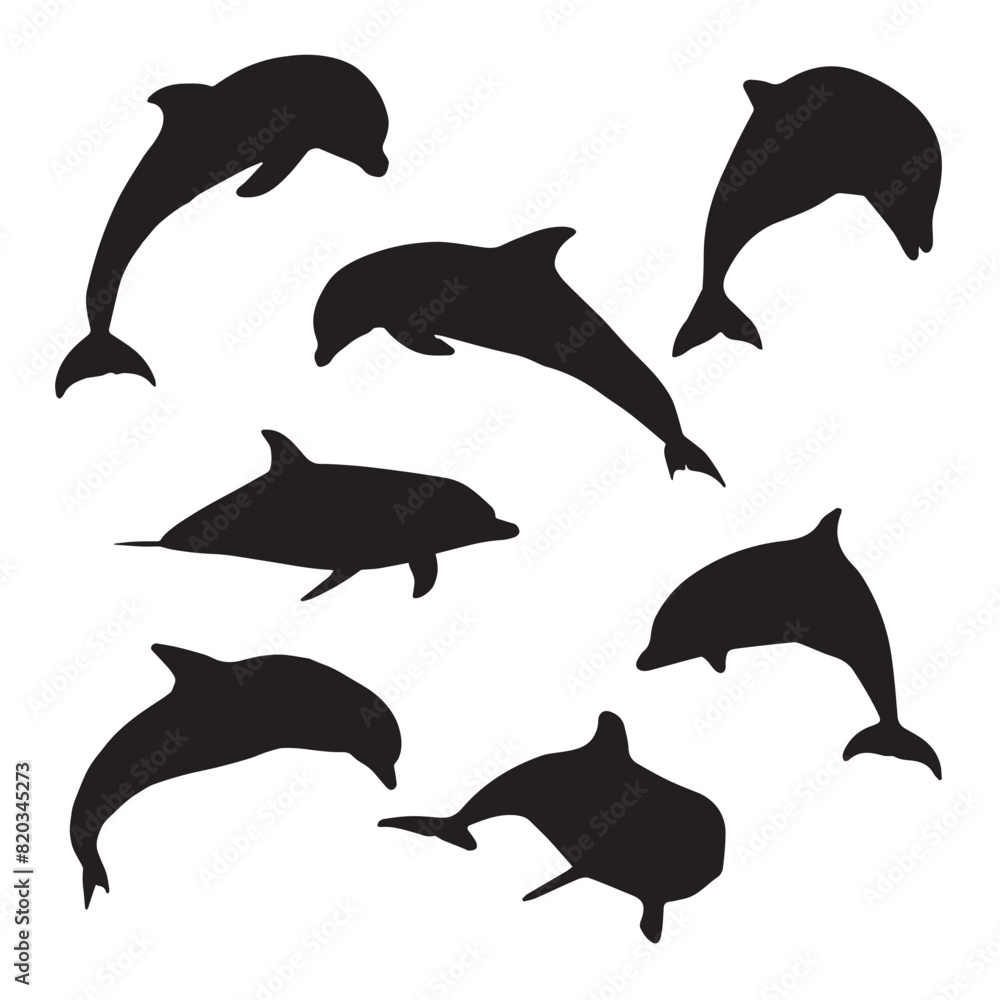 Fototapeta premium Dolphin Silhouette Set