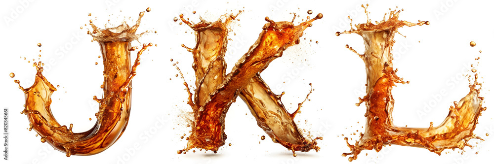 custom made wallpaper toronto digitalLetters J, K, L. Cola Soda Alphabet on White Background with Splash Effects.