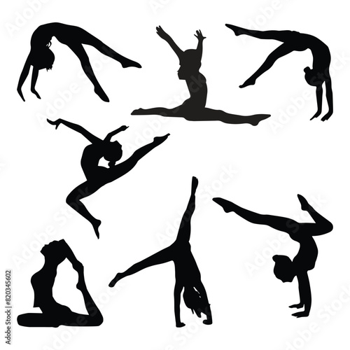 Female Gymnastics Silhouette Set