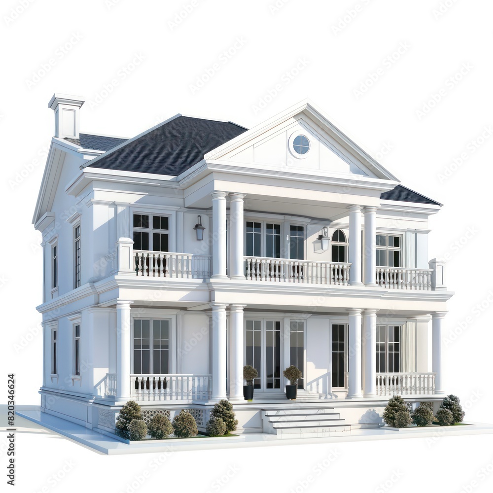 3d rendering of classic house on white background 3d rendering of classic house on white background