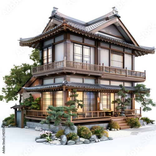 3d rendering of classic house on white background