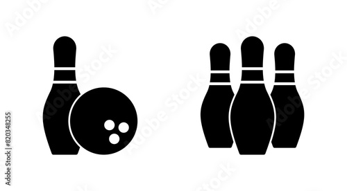 Bowling icon set. bowling ball and pin icon. bowling pins