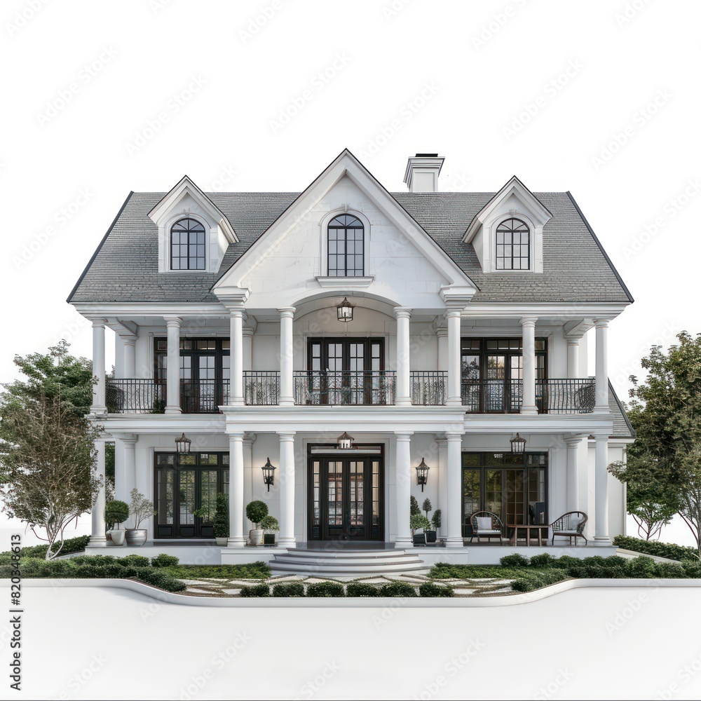 3d rendering of classic house on white background 3d rendering of classic house on white background