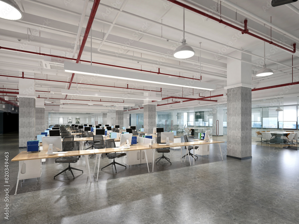 3d render modern working office interior