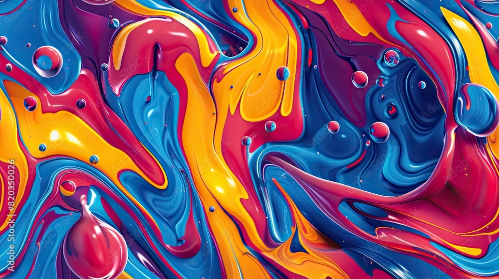 A colorful painting with blue, yellow and red swirls. The painting is abstract and has a lot of texture A colorful painting with blue, yellow and red swirls. The painting is abstract and has a lot of texture