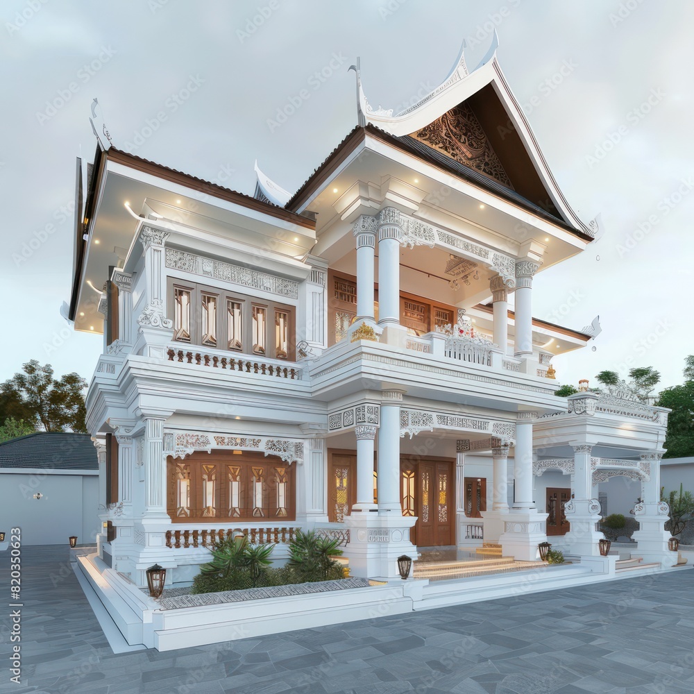 Naklejka premium 3d rendering of classic house on white background