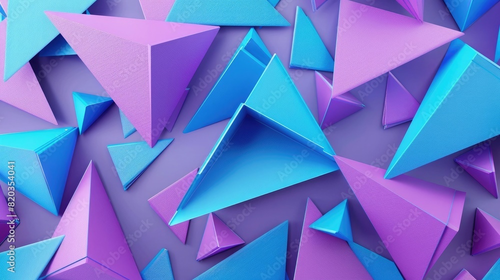 Abstract background with blue, purple and cyan geometric shapes, 3d rendering. Modern wallpaper design for presentation or banner. Background concept in flat lay