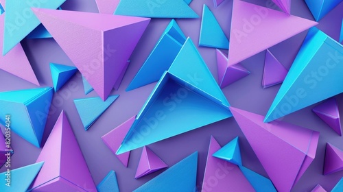 Abstract background with blue  purple and cyan geometric shapes  3d rendering. Modern wallpaper design for presentation or banner. Background concept in flat lay