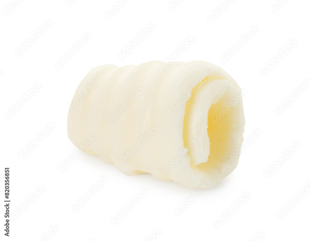 One tasty butter curl isolated on white One tasty butter curl isolated on white