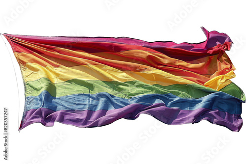 The waving pride rainbow flag on the transparent background.