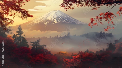 beautiful mountain fairy tale landscape in autumn