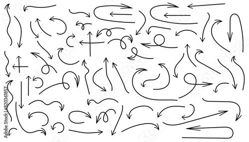 Hand drawn arrow icons doodle design elements.