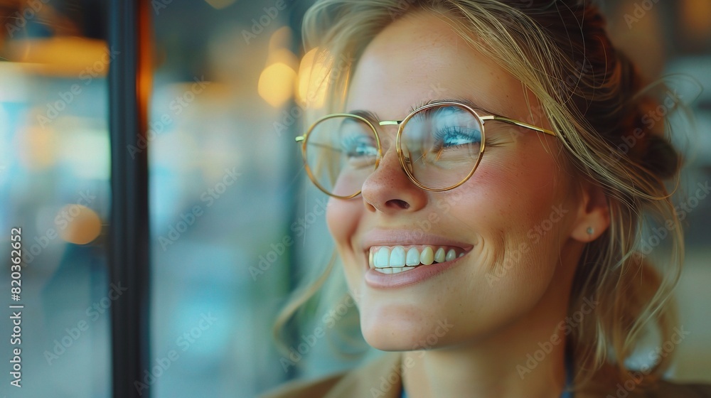 smiling businesswoman's face and headshot near a window, indicating profession and job. smiling businesswoman's face and headshot near a window, indicating profession and job.