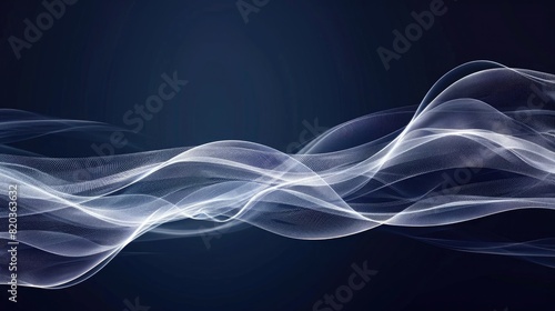 Abstract white lines on a dark blue background, digital illustration