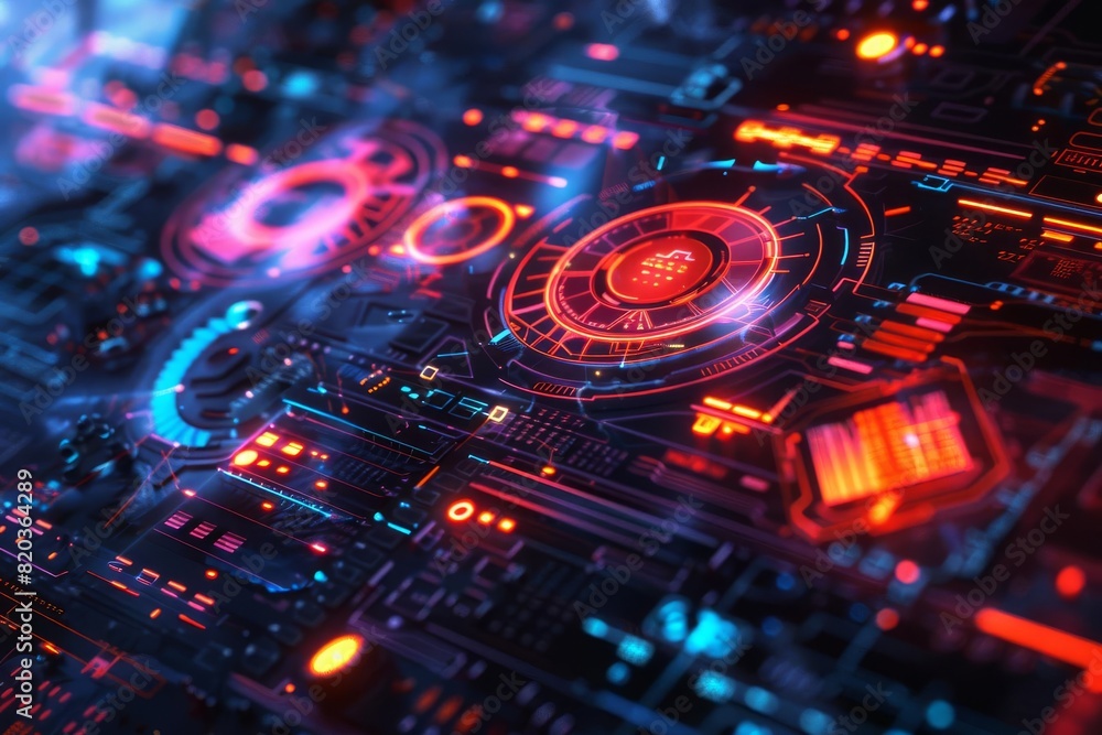 futuristic holographic interface with glowing neon elements scifi concept art futuristic holographic interface with glowing neon elements scifi concept art