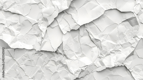 Close up of crumpled white paper in monochrome photography