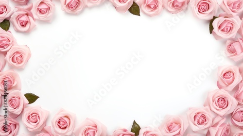 Background of pink roses. Frame of pink roses.