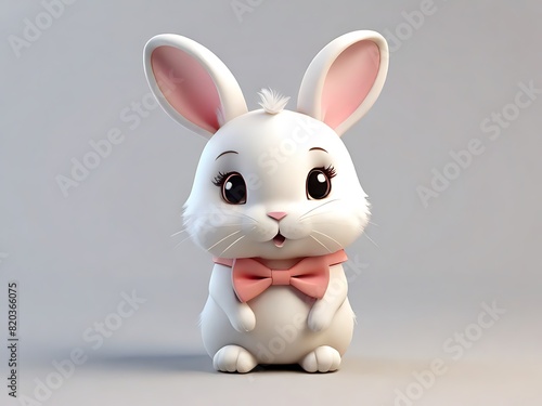 3D render Adorable Bunny with a Bowtie kawaii © Michel 