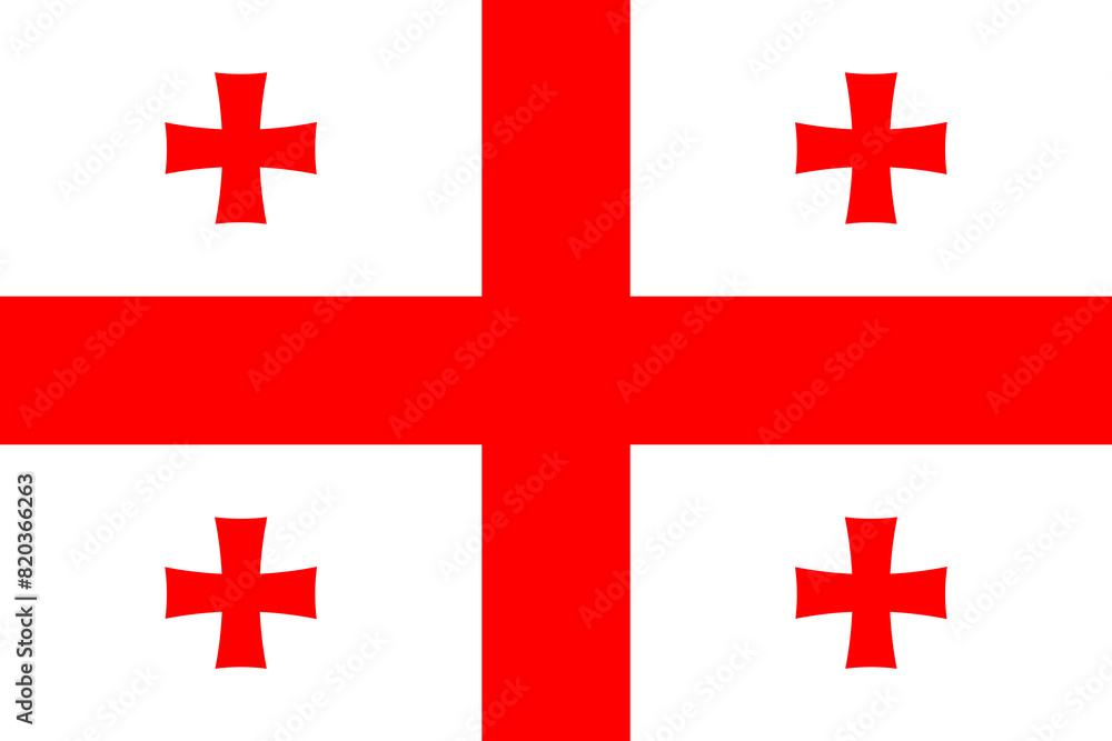 Flag of Georgia. The official national Georgian flag. Correct proportions and colors. Vector illustration Flag of Georgia. The official national Georgian flag. Correct proportions and colors. Vector illustration