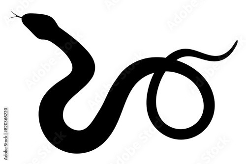 Black silhouette of a twisted snake isolated on a transparent background. World snake day. Symbol of Chinese New Year 2025. Vector illustration