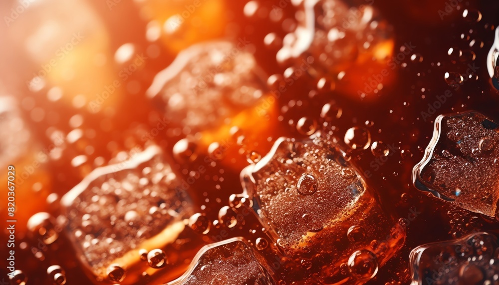 Close-up of ice cubes in a glass of cola. Close-up of ice cubes in a glass of cola.