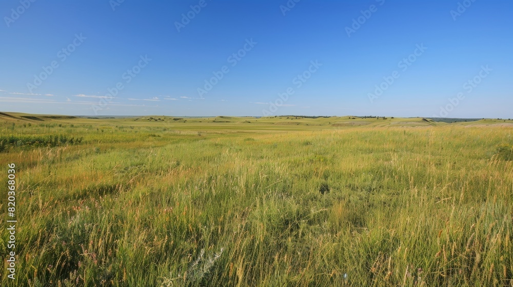 The expanse of a grassy prairie lush and full of life where a strip mine once dominated the landscape.