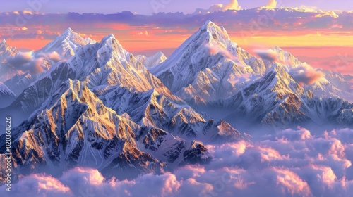 View Of The Himalayas Mountain Range With Visible Silhouettes  Showcasing The Grandeur Of Nature  High Quality