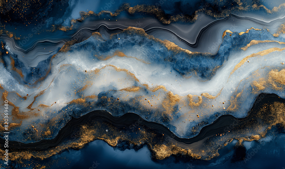 Blue and gold marble surface. Blue and gold marble surface.