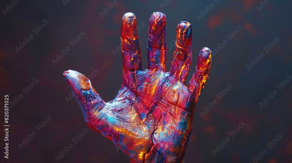 Hand full of iridescent shiny oil paint with on dark background. Support for disabled backgrounds. Hand full of iridescent shiny oil paint with on dark background. Support for disabled backgrounds.