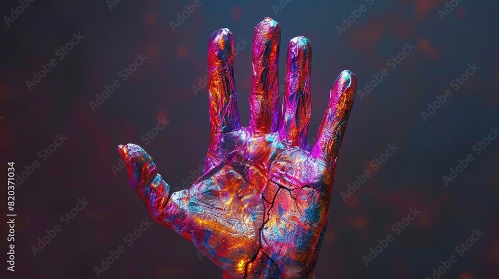 Hand full of iridescent shiny oil paint with on dark background. Support for disabled backgrounds. Hand full of iridescent shiny oil paint with on dark background. Support for disabled backgrounds.