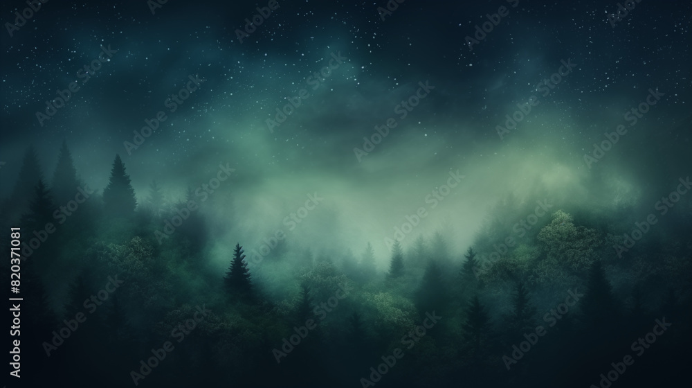 Starry Night Over a Misty Forest